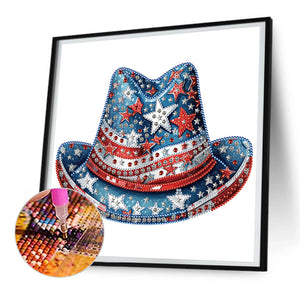 Independence Day Hat 30*30CM(Canvas) Partial Special Shaped Drill Diamond Painting