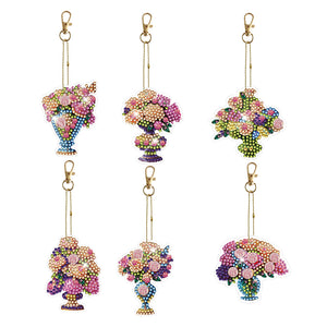 6pcs Diamond Art Keychain Special-shaped Drill 5D DIY Bag Pandant (GJ090)