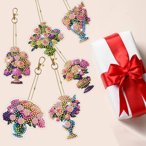 6pcs Diamond Art Keychain Special-shaped Drill 5D DIY Bag Pandant (GJ090)
