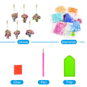 6pcs Diamond Art Keychain Special-shaped Drill 5D DIY Bag Pandant (GJ090)