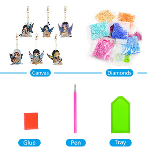 6pcs Diamond Art Keychain Special-shaped Drill 5D DIY Bag Pandant (GJ093)