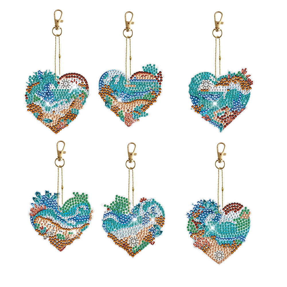 6pcs Diamond Art Keychain Special-shaped Drill 5D DIY Bag Pandant (GJ094)