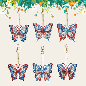 6pcs Diamond Art Keychain Special-shaped Drill 5D DIY Bag Pandant (GJ095)