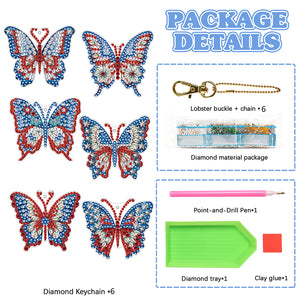 6pcs Diamond Art Keychain Special-shaped Drill 5D DIY Bag Pandant (GJ095)