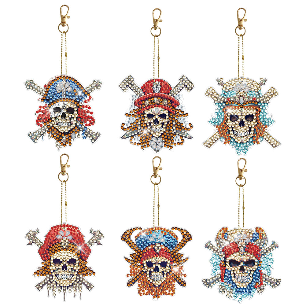 6pcs Diamond Art Keychain Special-shaped Drill 5D DIY Bag Pandant (GJ096)