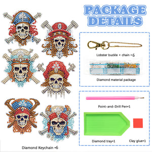 6pcs Diamond Art Keychain Special-shaped Drill 5D DIY Bag Pandant (GJ096)