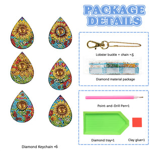 6pcs Diamond Art Keychain Special-shaped Drill 5D DIY Bag Pandant (GJ097)