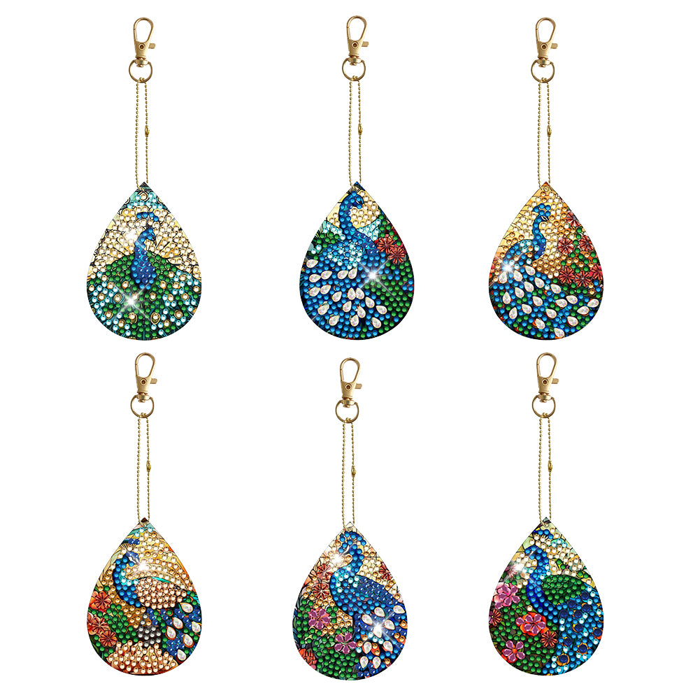 6pcs Diamond Art Keychain Special-shaped Drill 5D DIY Bag Pandant (GJ098)