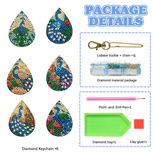 6pcs Diamond Art Keychain Special-shaped Drill 5D DIY Bag Pandant (GJ098)
