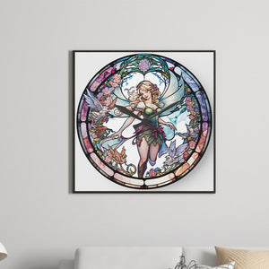 Angel Clock Glass Painting 30*30CM(Canvas) Full Round Drill Diamond Painting