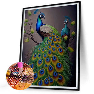 Peacock 30*40CM(Canvas) Full Round Drill Diamond Painting