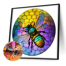 Load image into Gallery viewer, Round Plate Glass Painting Bee 30*30CM(Canvas) Full Round Drill Diamond Painting
