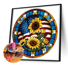 Load image into Gallery viewer, Round Plate Glass Painting Sunflower 30*30CM(Canvas) Full Round Drill Diamond Painting
