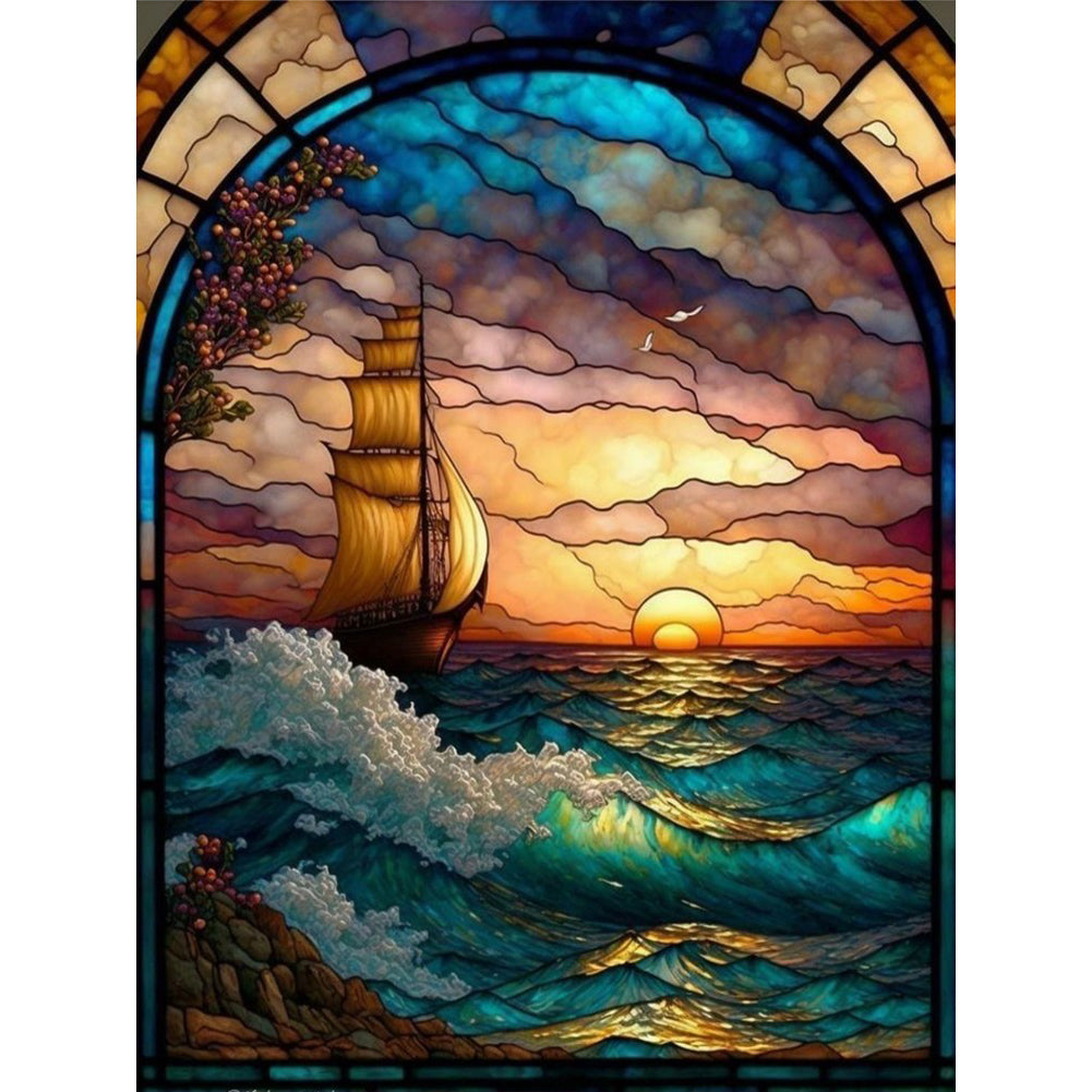 Dusk Sea Water 30*40CM(Canvas) Full Round Drill Diamond Painting