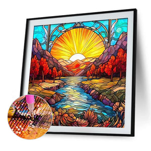 Mountains And Rivers 40*40CM(Canvas) Full Round Drill Diamond Painting