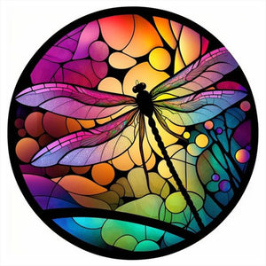 Round Plate Glass Painting Butterfly 30*30cm(canvas) full round