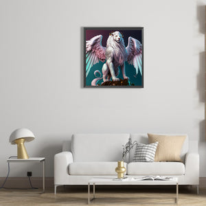 Lion With Angel Wings 30*30CM(Canvas) Full Round Drill Diamond Painting