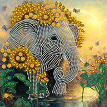 Load image into Gallery viewer, Sunflower Elephant 30*30CM(Canvas) Partial Special Shaped Drill Diamond Painting
