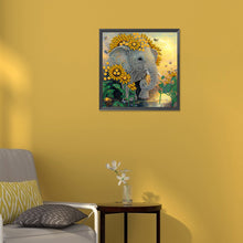 Load image into Gallery viewer, Sunflower Elephant 30*30CM(Canvas) Partial Special Shaped Drill Diamond Painting
