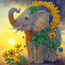 Load image into Gallery viewer, Sunflower Elephant 30*30CM(Canvas) Partial Special Shaped Drill Diamond Painting
