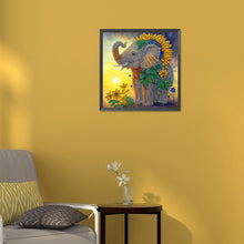 Load image into Gallery viewer, Sunflower Elephant 30*30CM(Canvas) Partial Special Shaped Drill Diamond Painting
