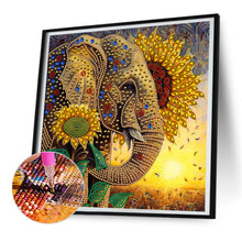 Load image into Gallery viewer, Sunflower Elephant 30*30CM(Canvas) Partial Special Shaped Drill Diamond Painting
