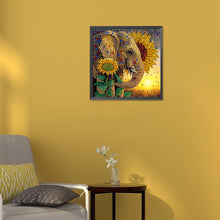 Load image into Gallery viewer, Sunflower Elephant 30*30CM(Canvas) Partial Special Shaped Drill Diamond Painting
