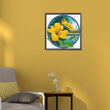 Load image into Gallery viewer, Yellow Hibiscus Flower 30*30CM(Canvas) Full Round Drill Diamond Painting
