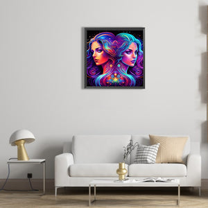 12 Constellation Gemini 30*30CM(Canvas) Full Round Drill Diamond Painting