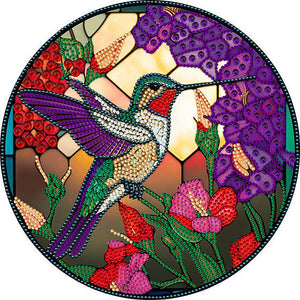 Round Glass Painting Hummingbird 30*30CM(Canvas) Partial Special Shaped Drill Diamond Painting