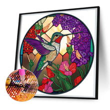 Load image into Gallery viewer, Round Glass Painting Hummingbird 30*30CM(Canvas) Partial Special Shaped Drill Diamond Painting
