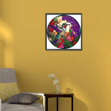 Load image into Gallery viewer, Round Glass Painting Hummingbird 30*30CM(Canvas) Partial Special Shaped Drill Diamond Painting
