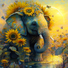 Load image into Gallery viewer, Sunflower Elephant 30*30CM(Canvas) Full Round Drill Diamond Painting
