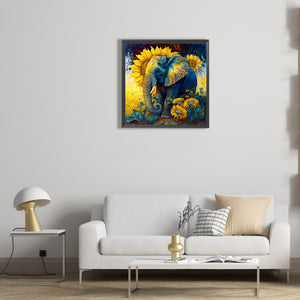 Sunflower Elephant 30*30CM(Canvas) Full Round Drill Diamond Painting