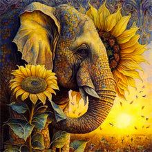 Load image into Gallery viewer, Sunflower Elephant 30*30CM(Canvas) Full Round Drill Diamond Painting
