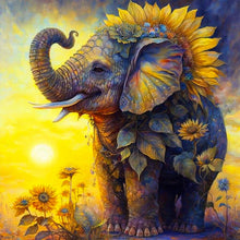 Load image into Gallery viewer, Sunflower Elephant 30*30CM(Canvas) Full Round Drill Diamond Painting
