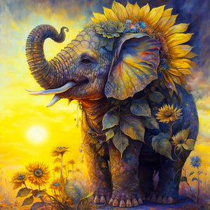 Sunflower Elephant 30*30CM(Canvas) Full Round Drill Diamond