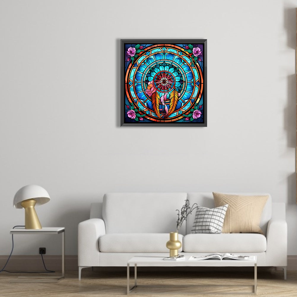 Dream Catcher Glass Painting 30*30CM(Canvas) Full Round Drill Diamond –  everydayecrafts