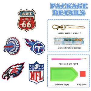 Diamond Painting Key Rings with Keychain DIY Tools Gift for Kids (B29)