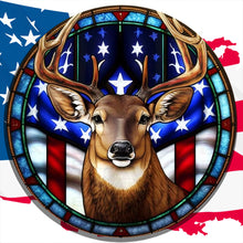 Load image into Gallery viewer, Deer With American Flag 30*30CM(Canvas) Full Round Drill Diamond Painting
