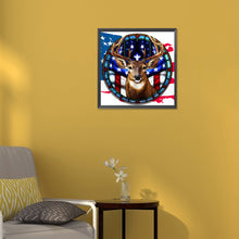 Load image into Gallery viewer, Deer With American Flag 30*30CM(Canvas) Full Round Drill Diamond Painting
