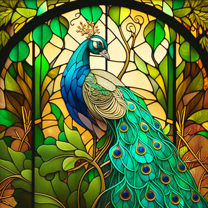 Green Peacock 30*30CM(Canvas) Full Round Drill Diamond Painting