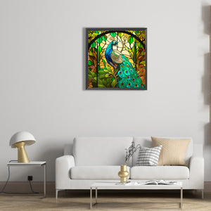 Green Peacock 30*30CM(Canvas) Full Round Drill Diamond Painting