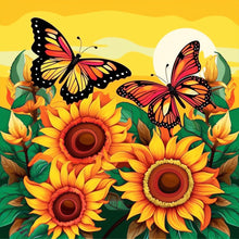 Load image into Gallery viewer, Butterfly And Sunflower 30*30CM(Canvas) Full Round Drill Diamond Painting
