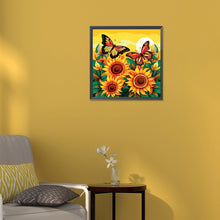 Load image into Gallery viewer, Butterfly And Sunflower 30*30CM(Canvas) Full Round Drill Diamond Painting
