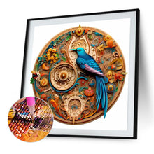 Load image into Gallery viewer, Round Card Flowers And Birds Blue Bird 35*35CM(Canvas) Full Round Drill Diamond Painting
