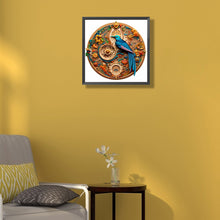 Load image into Gallery viewer, Round Card Flowers And Birds Blue Bird 35*35CM(Canvas) Full Round Drill Diamond Painting
