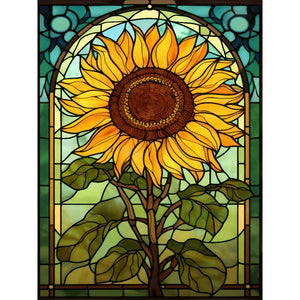 Sunflower Glass Painting 30*40CM(Canvas) Full Round Drill Diamond Painting