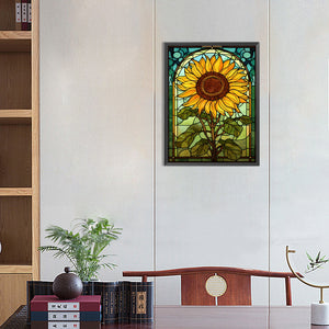 Sunflower Glass Painting 30*40CM(Canvas) Full Round Drill Diamond Painting