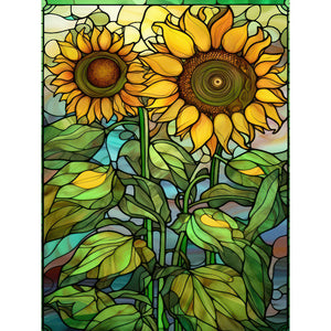 Sunflower Glass Painting 30*40CM(Canvas) Full Round Drill Diamond Painting